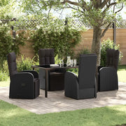 Set da Pranzo per Giardino con cuscino 5 pcs Nero polyrattan 3379516