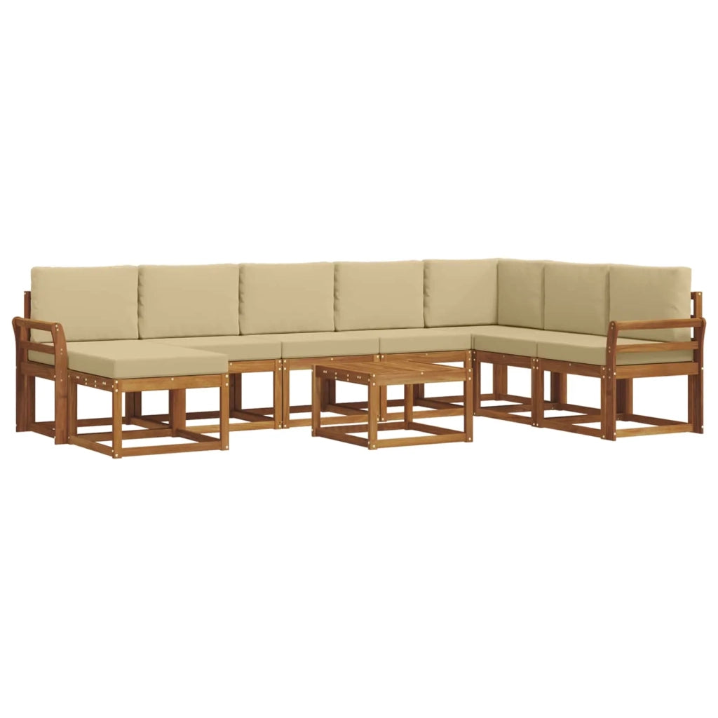 Set di divani da esterno con cuscino 9 pcs Naturale e Beige