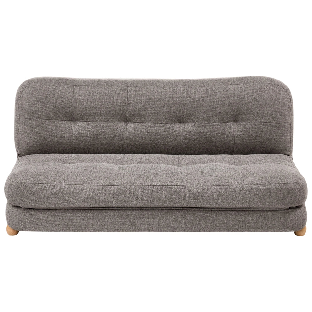 Divano letto grigio scuro rivestimento in finto lino gambe in legno 2 posti funzione letto trapuntato soggiorno camera da letto camera degli ospiti