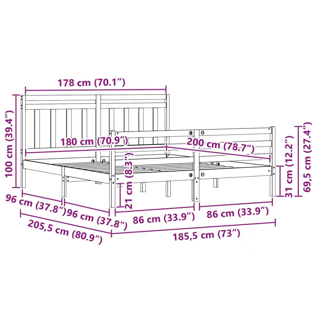 Struttura del letto con testiera Marrone cerato 180 x 200 cm 3418142