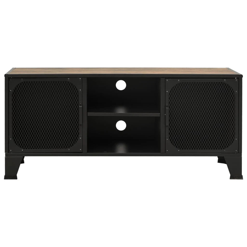 Mobile TV rustico/mobile multimediale scaffale TV/credenza adatto per sala da pranzo soggiorno o camera da letto 105 x 36 x 47 cm metallo e MDF marrone 02_0028307