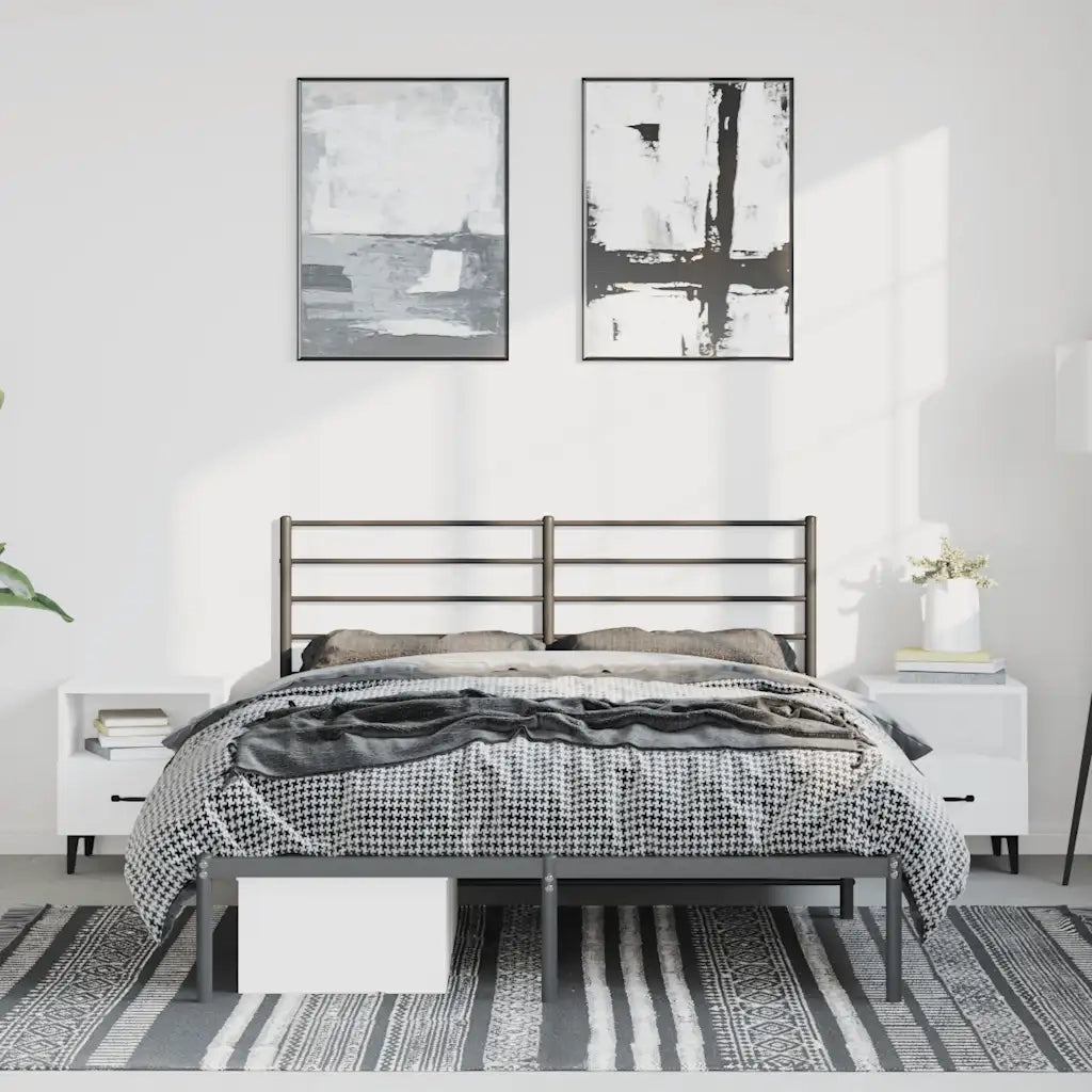 Giroletto con Testiera in Metallo Nero 150x200 cm 352321