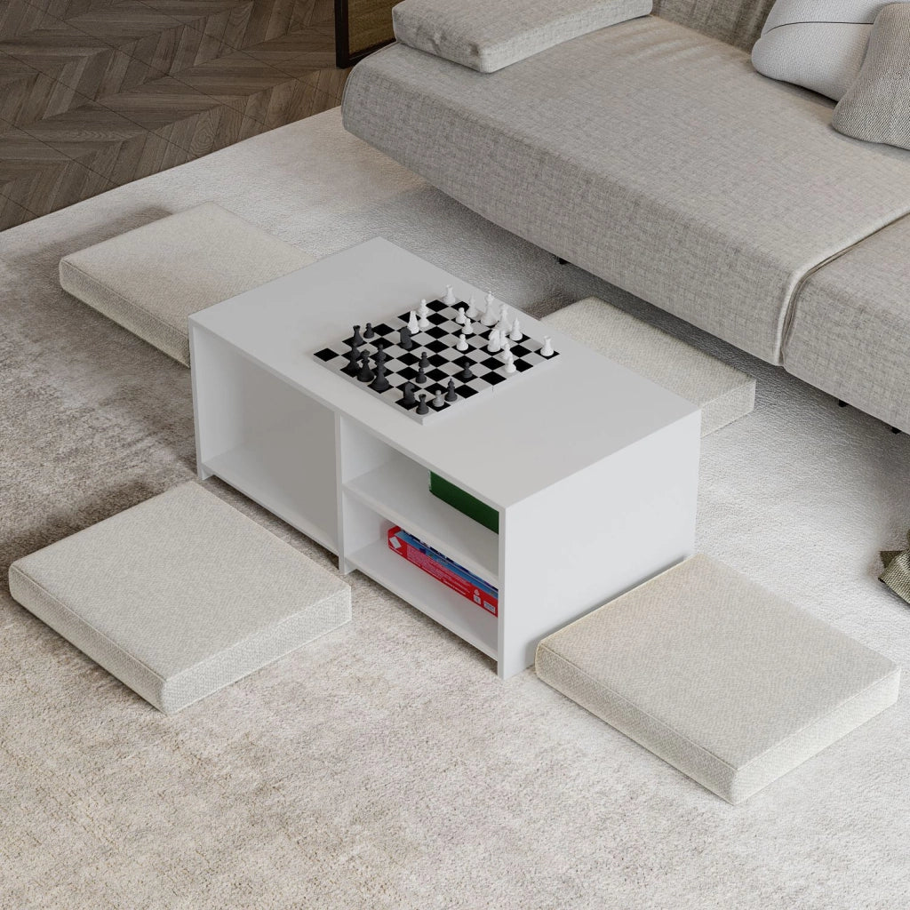 Tavolino in legno "Gord" - 90 x 45 x 44 cm - Bianco