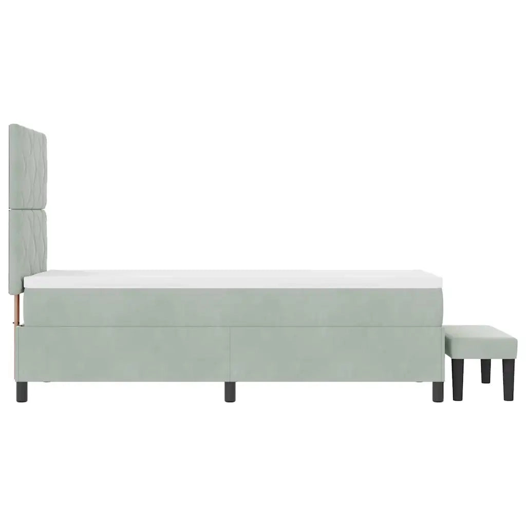Letto a molle con materasso Grigio chiaro 80 x 200 cm Velluto 3344540