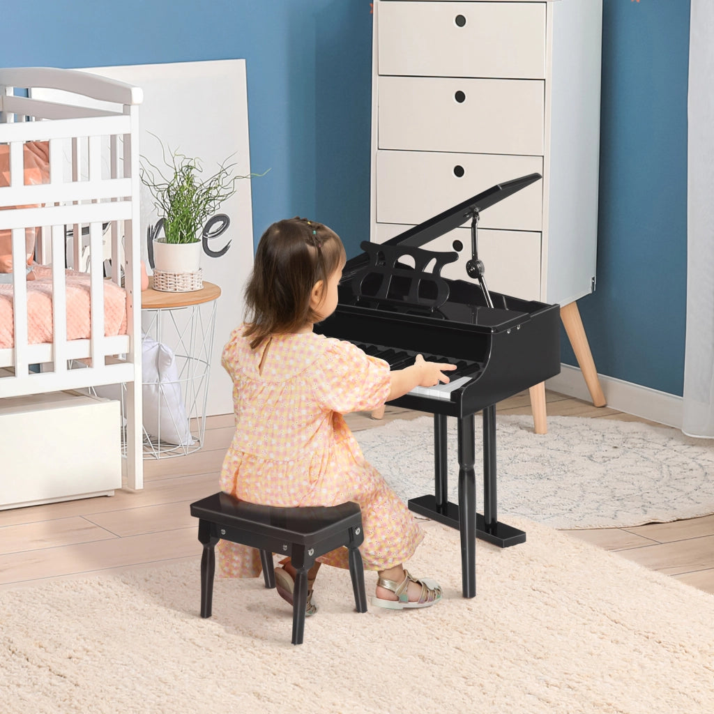Tavolo Pianoforte Bambini 30 Tasti ¨C Zephmum ¨C Legno MDF Nero con Tabouret e Pupitre