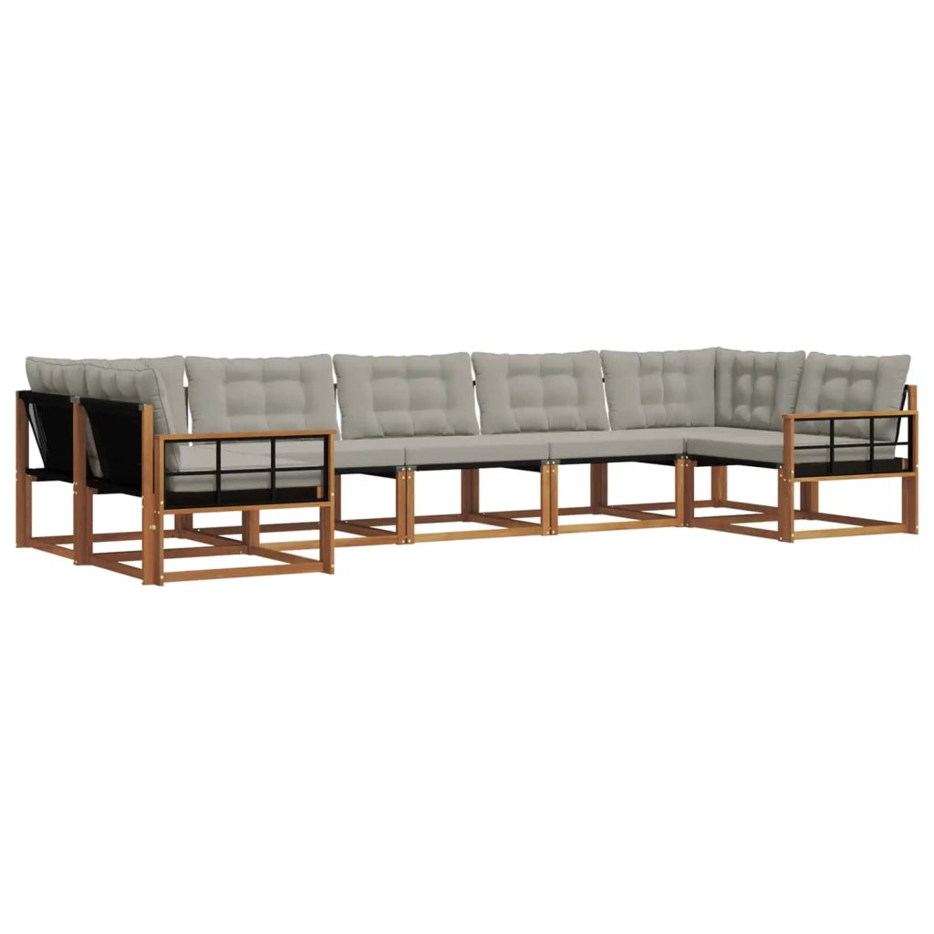 Set di divani da esterno 7 pcs Grigio Naturale e Chiaro