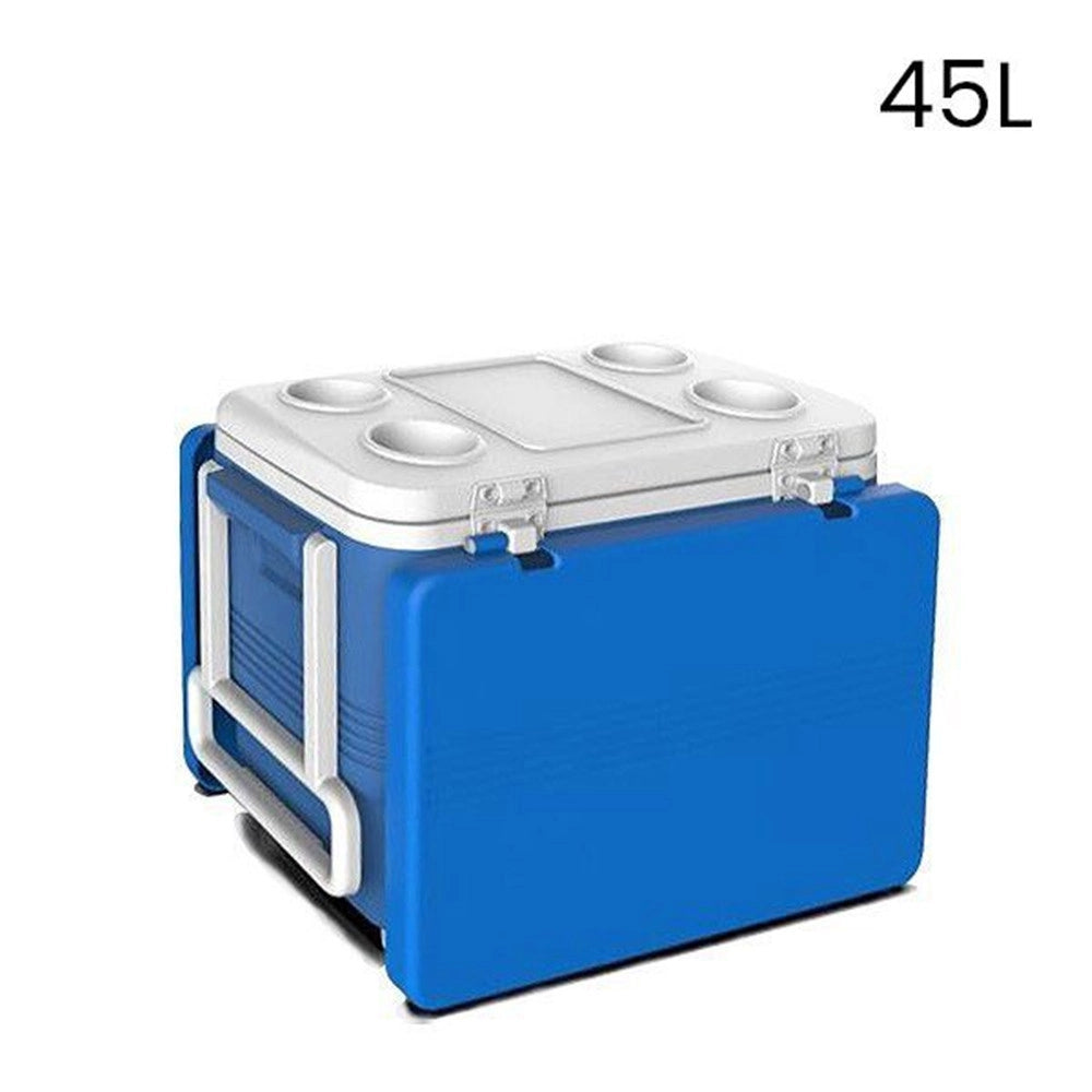 Trade Shop - Frigo Passivo Portatile 45lt Con Tavolo Pieghevole Per Campeggio Picnic Spiaggia 286512 -