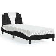 Letto Viana con Materasso-Struttura Letto con Materasso Nero e Bianco 80x200 cm in Similpelle 880271