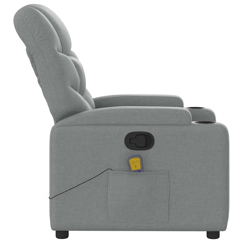 Divano Sedia-Poltrona Massaggiante Reclinabile Grigio Chiaro in Tessuto 663042