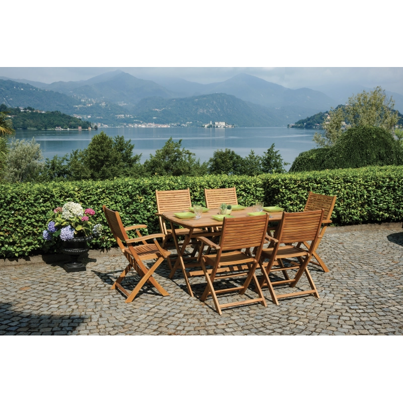 Tavolo Castiglione In Acacia Pieghevole 140X80 Moia