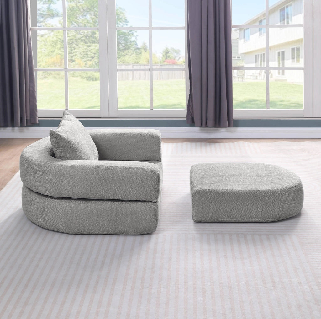 Set divano modulare minimalista in ciniglia grigio chiaro