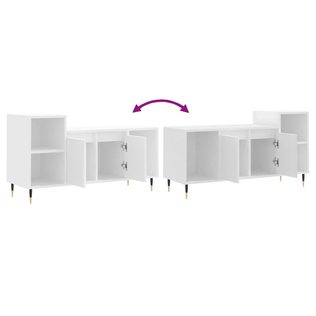 Mobile TV multimediale scaffale TV mobile TV sala da pranzo soggiorno camera da letto 100 x 35 x 55 cm legno ingegnerizzato bianco 02_0025507