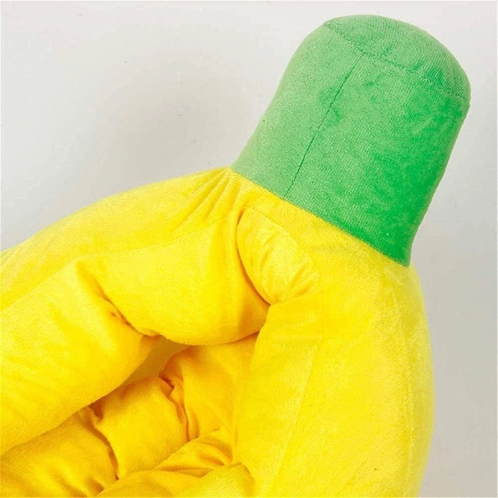Trade Shop - Cuccia Banana Letto Morbido Per Gatto Cane Cuscino Inverno Peluche Nido 70x40cm -