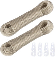 Corda per bucato 50 m - Corda per bucato con nucleo metallico 3 mm - Resistente all'acqua - Corda per bucato extra resistente - Ideale per giardino/camping - Sostenibile e flessibile - Set di corda per bucato