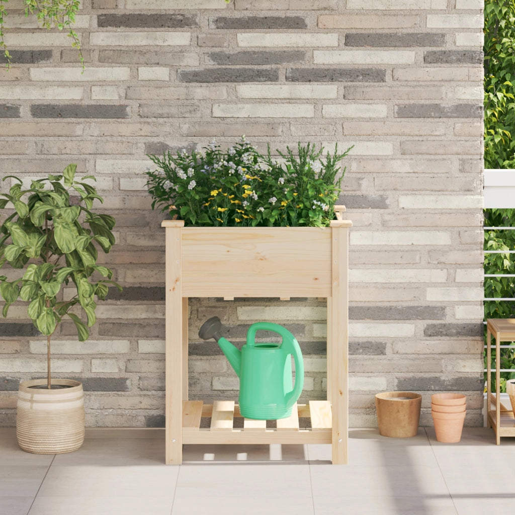 Piantana da Giardino  con Ripiano 60x60x76 cm in Legno Massello di Abete
