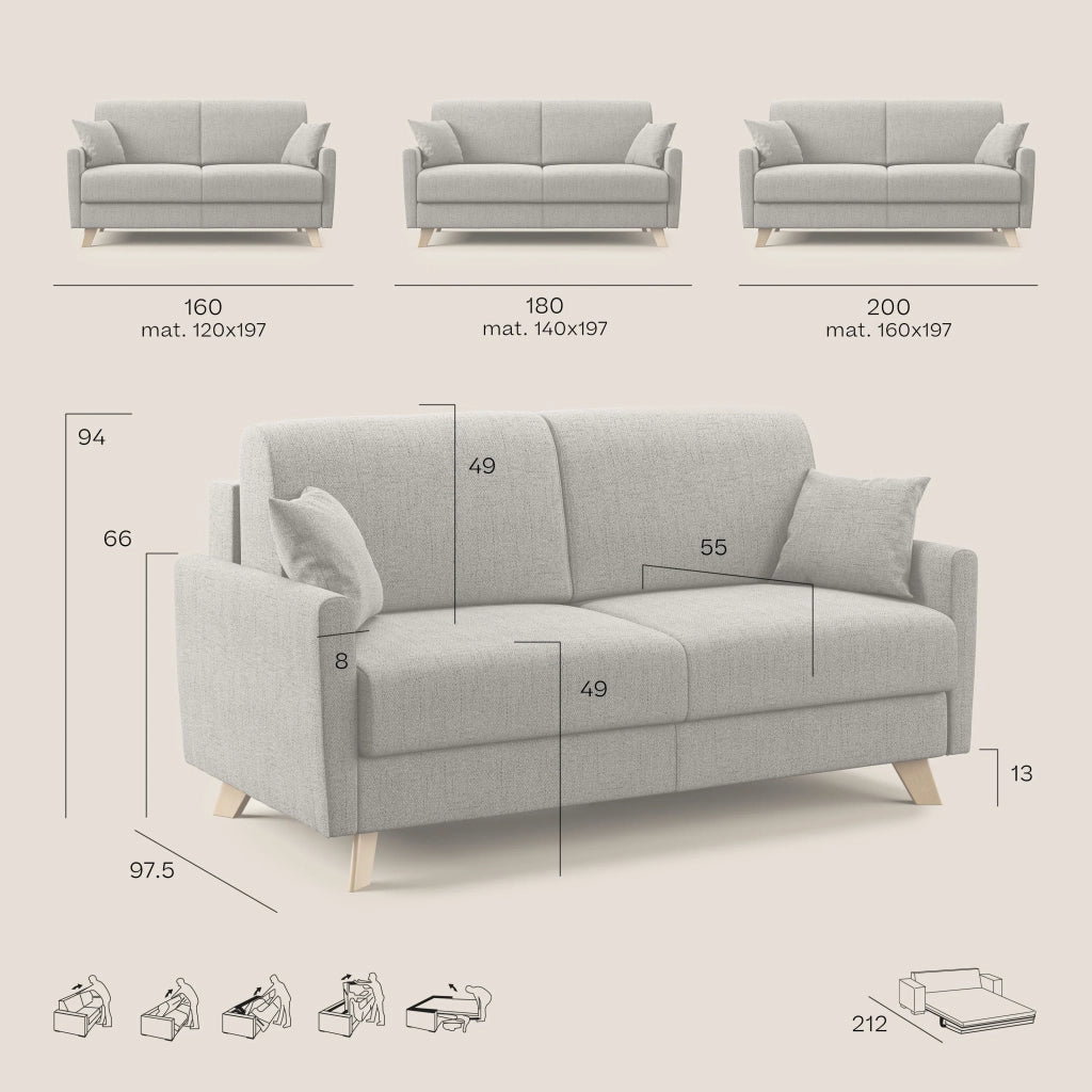 Edgar Divano letto matrimoniale in tessuto felis impermeabile T03 200 cm (mat. 160x197) marrone