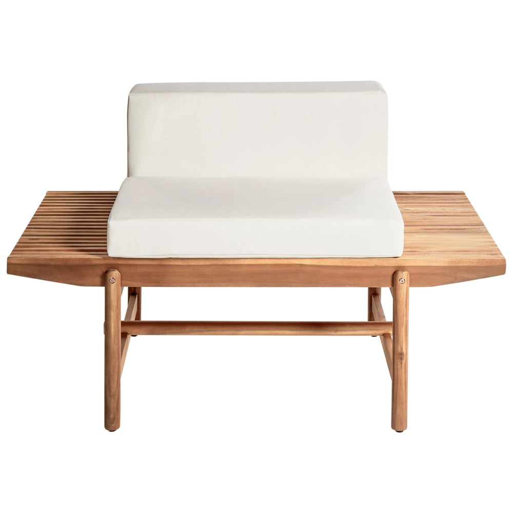 Set di divani da giardino Cuscini bianco sporco Legno di acacia Rustico per esterni 2 posti con tavolino