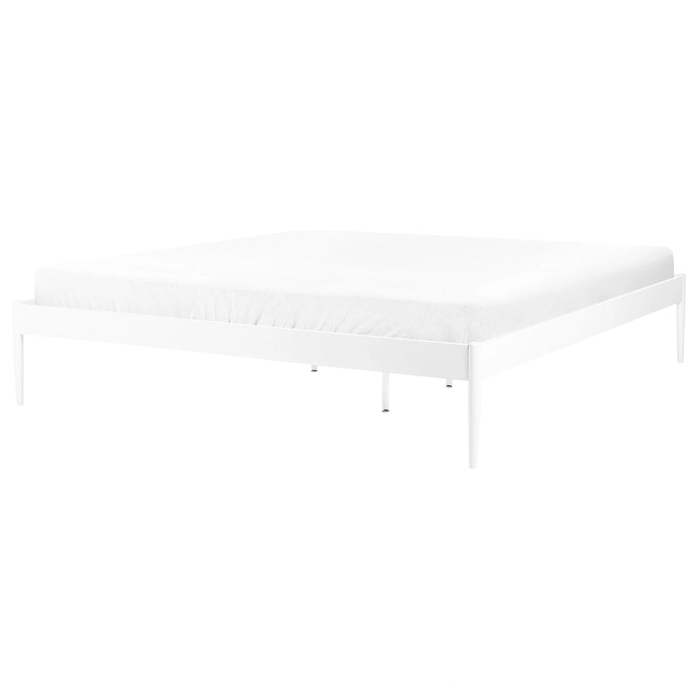 Letto matrimoniale con rete a doghe in metallo bianco 180 x 200 cm stile moderno industriale