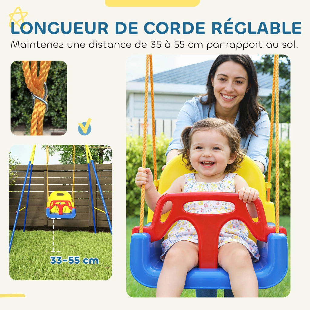 Altalena per bambini 3 in 1 ¨C zephmum ¨C Pieghevole, regolabile, multicolore