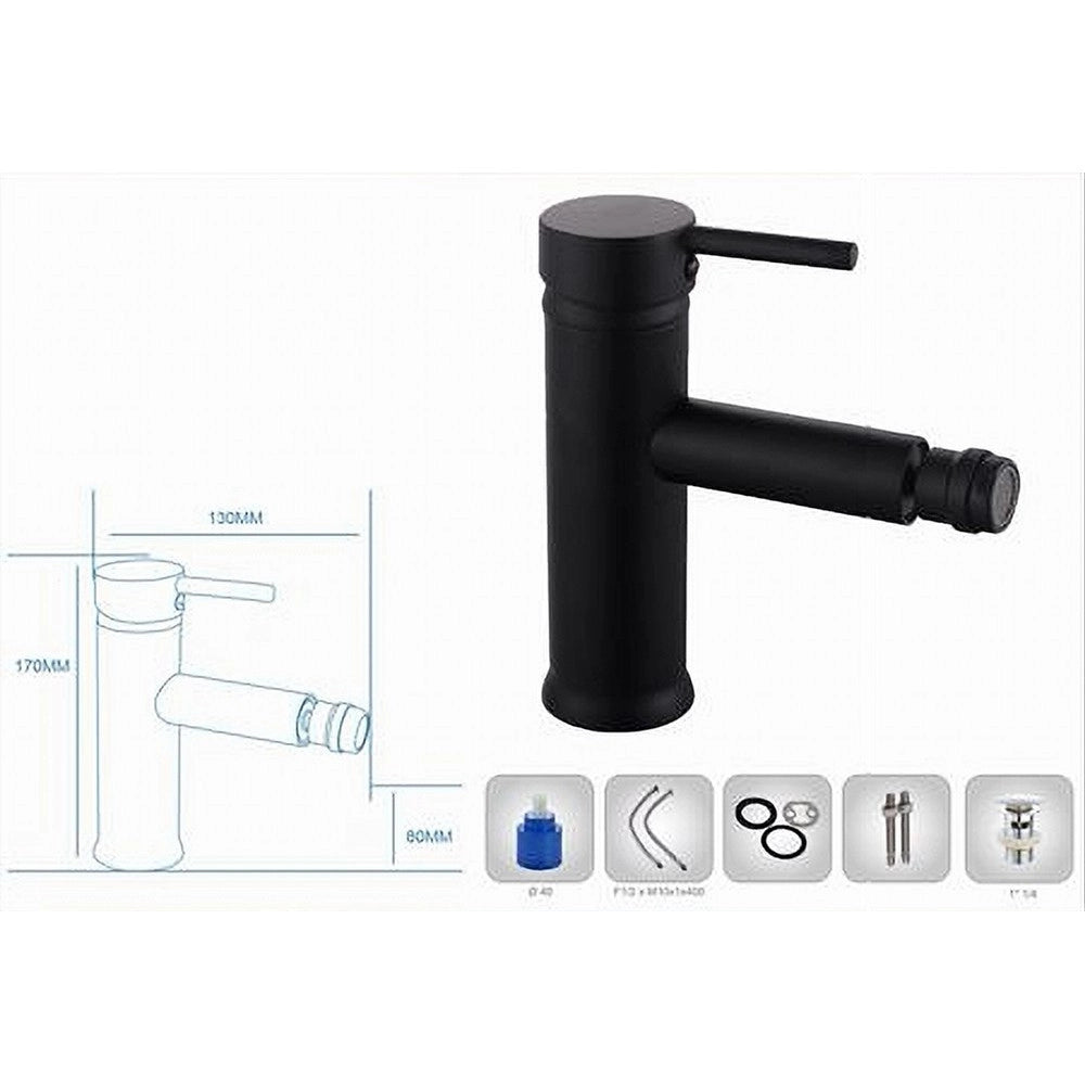 Trade Shop - Miscelatore Rubinetto Per Lavabo Bidet Bagno Acciaio Inox Nero Piletta Ray 87392 -