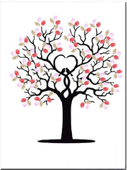 Tavolo per impronte digitali dei coniugi - Poster per libro degli ospiti - Tela con inchiostro - 30x40cm - Albero dell'amore - Ideale per matrimoni e compleanni