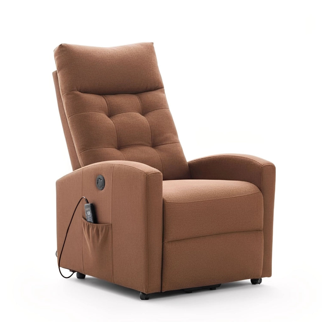 Marvin Poltrona Relax Reclinabile Elettrica con Poggiapiedi Solena, Seduta Ergonomica Massaggiante e Riscaldante Marrone