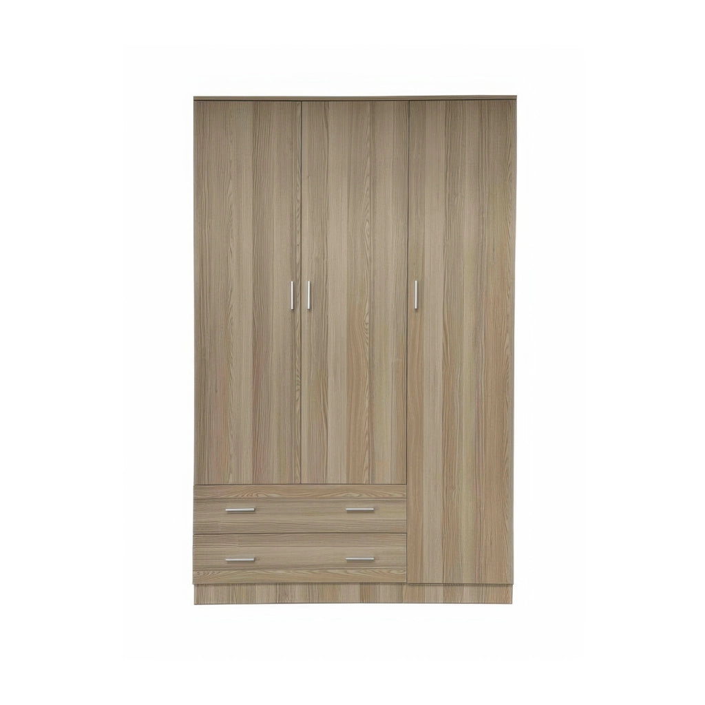 Armadio 3 Ante e 2 Cassetti Olmo 120 x 52 x 190 cm in MDF con Bordi in PVC Space
