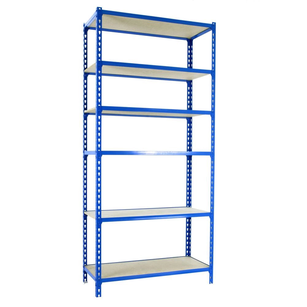 Scaffale in metallo Simon Rack senza viti colore blu/legno 6 ripiani 2500x900x500 mm Made in Spain