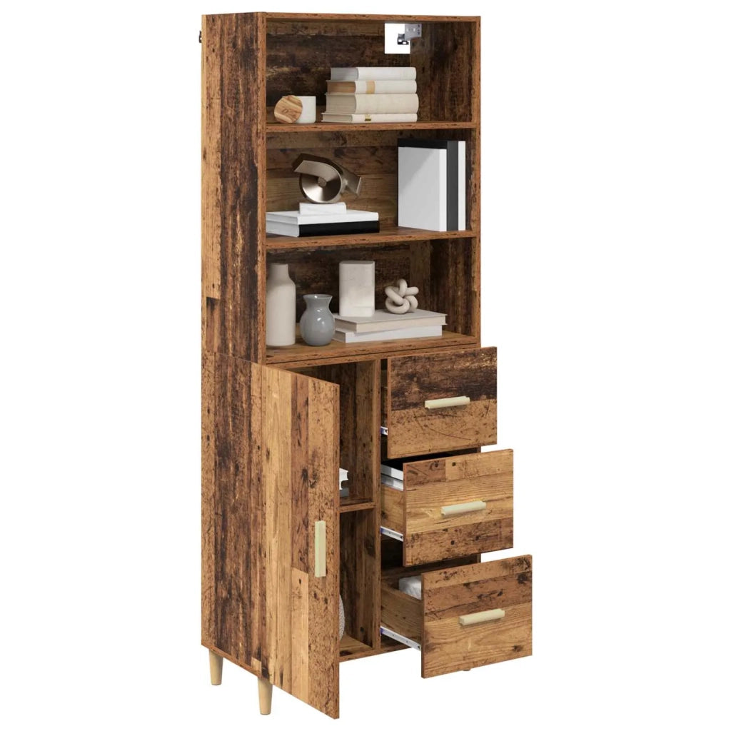 Credenza | Madia | Buffet da pranzo | Armadio da pranzo Legno vecchio 69,5 x 32,5 x 180 cm Legno multistrato
