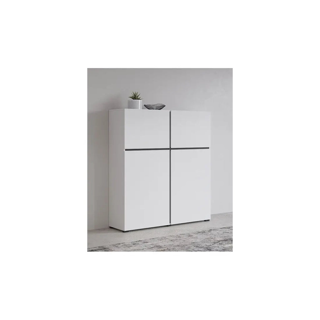 Buffet alto colori bianco e nero L120xH140xP40 collezione HAVANA. Bahut alto design con 4 porte.