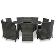 Set da Pranzo per Esterni 7 pz con Cuscini in Polyrattan Grigio cod mxl 35066