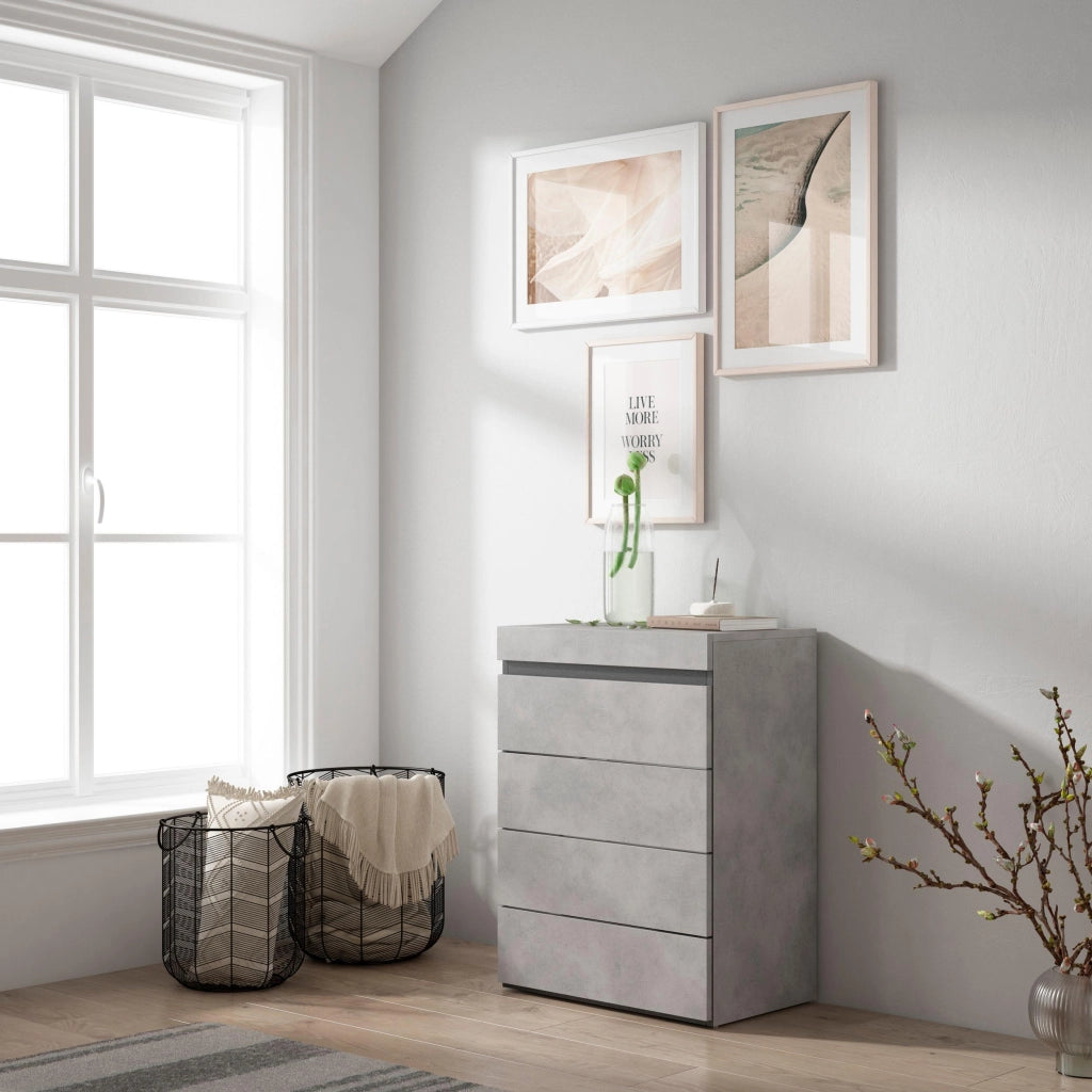 Cassettiera, 57x35x75cm, Camera da letto, Con Stoccaggio, grigio cemento RF3426