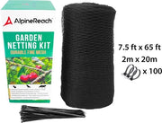 JK24 - Rete per Uccelli - Rete per Giardino - 2m x 20m - Kit di Protezione Extra Resistente per Piante Frutta Alberi Animali Cervi - Nero