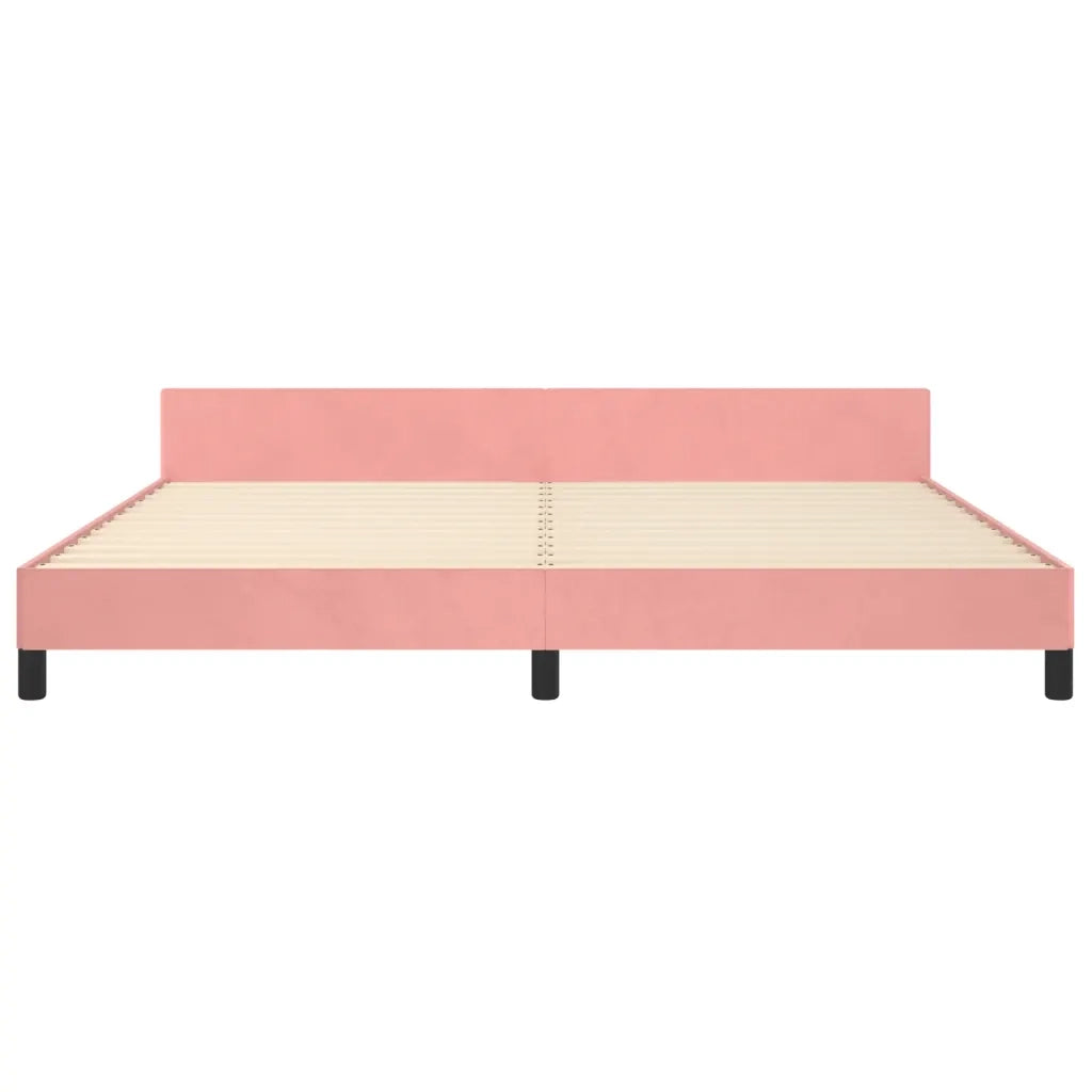 Giroletto con Testiera-Struttura Letto con testiera Rosa 200x200 cm in Velluto 541790
