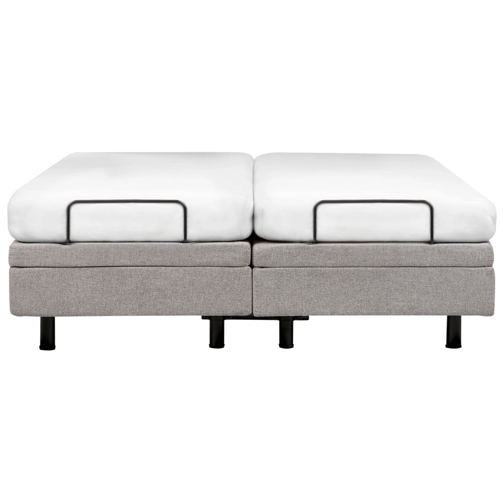 Letto elettrico matrimoniale tessuto grigio chiaro regolabile con telecomando senza testiera 180x200 cm stile moderno