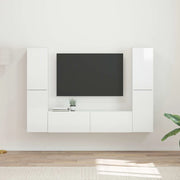 Set mobile TV 6 pcs Bianco Lucido Legno multistrato