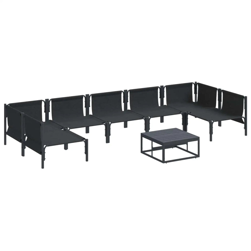 Set Divano da Giardino con cuscino 8 pcs Nero Acciaio