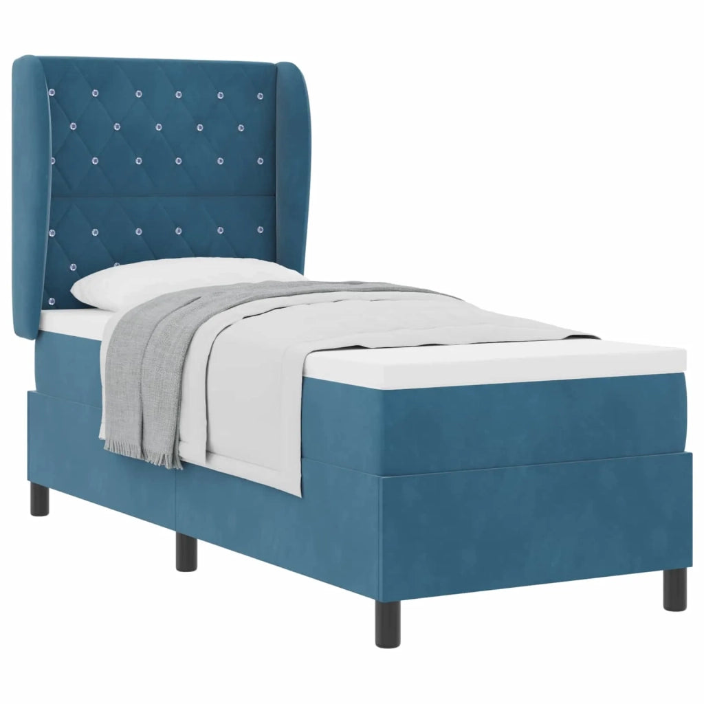 Letto a molle con materasso Blu Scuro 200 x 80 cm Velluto 3340848