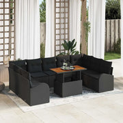 Set Divano da Giardino 10 pcs Nero Poly Rattan 3358368