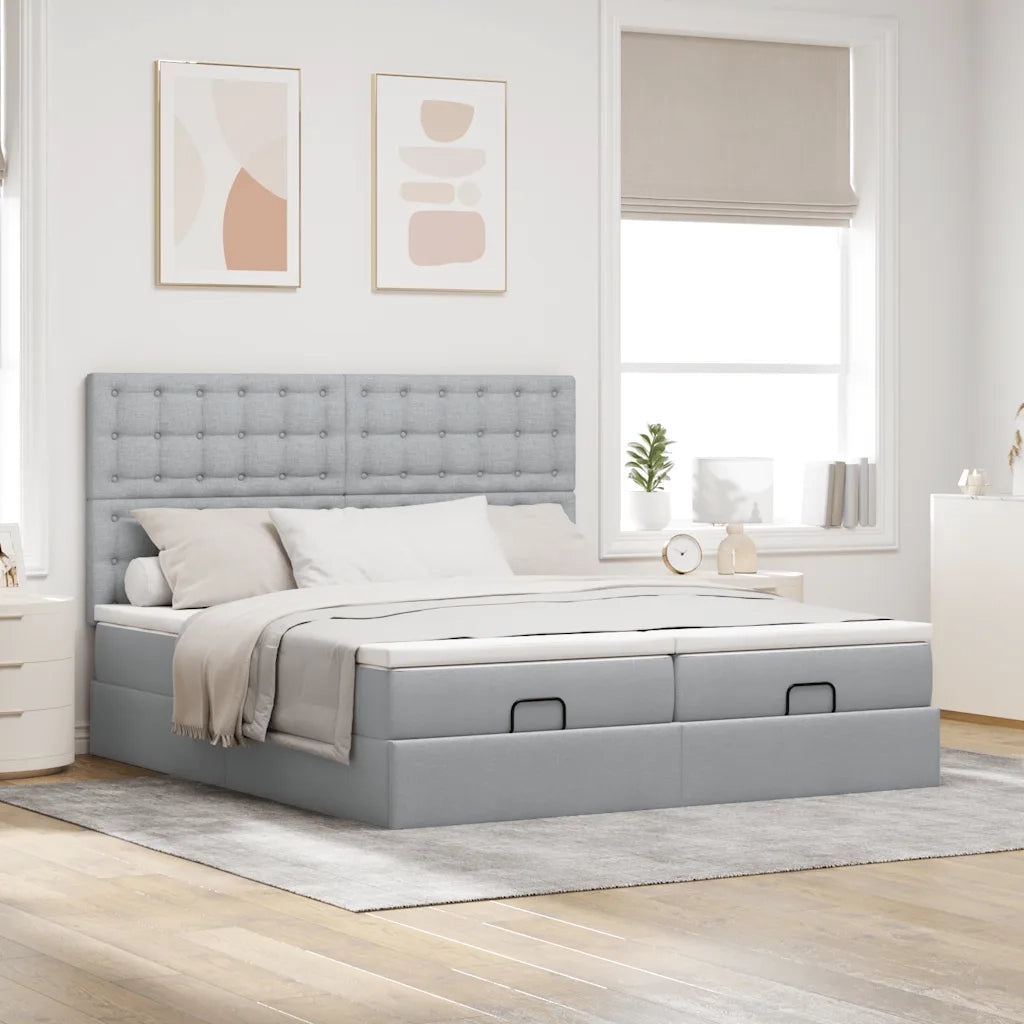 Struttura Letto Pouf con Materassi 160x200 cm in Tessuto 3314576