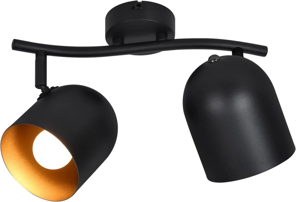 ZMH Faretto da soffitto 2 fiamme nero oro E14 lampada da soffitto girevole 350° soggiorno