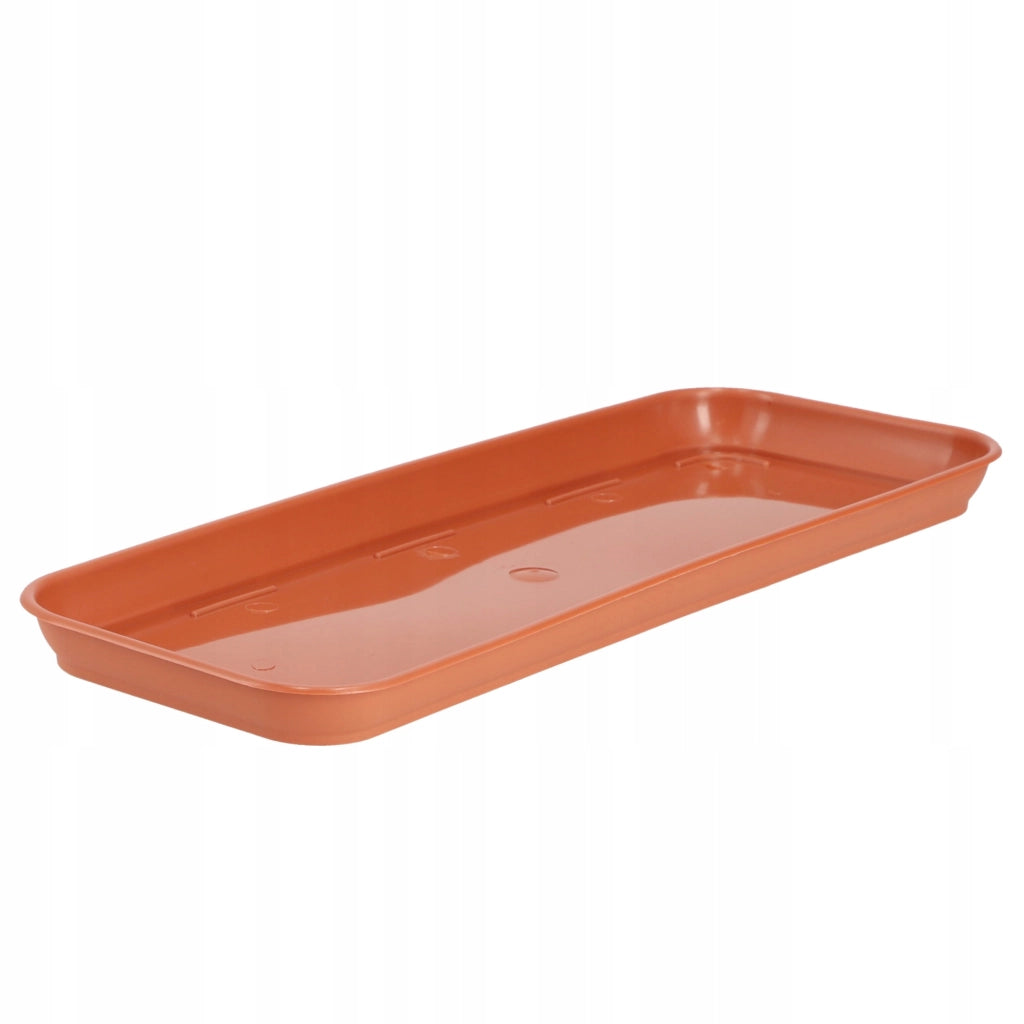 Supporto per vaso da fiori KADAX, vassoio rettangolare in plastica effetto terracotta, 40 cm.