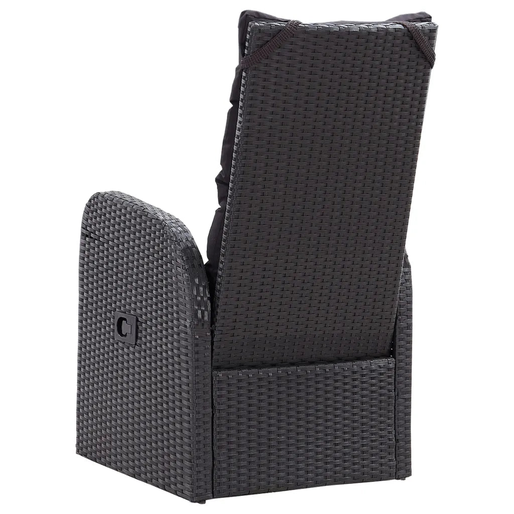 Sedie Reclinabili da Giardino con Cuscini 2pz Nero Polyrattan 319544