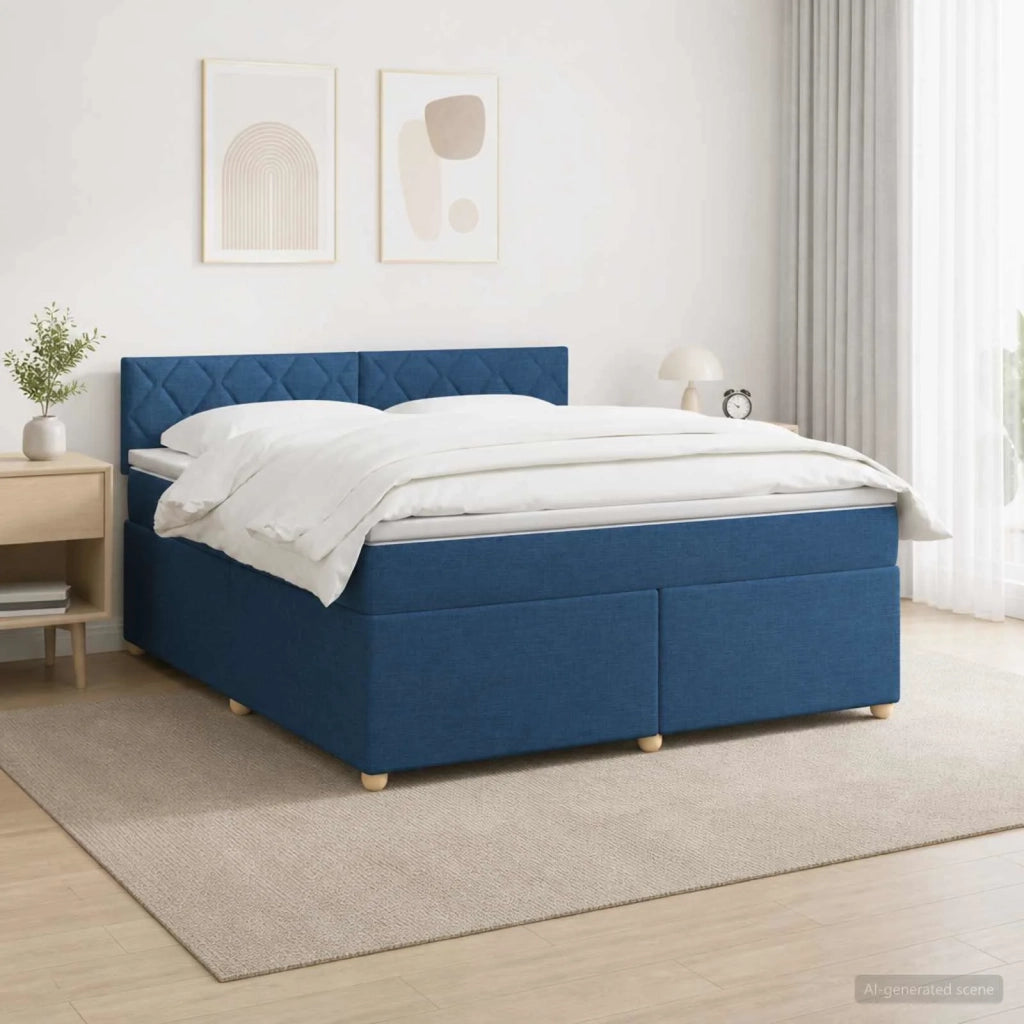 Letto box spring con materasso Blu 140 x 190 cm Tessuto 3452428