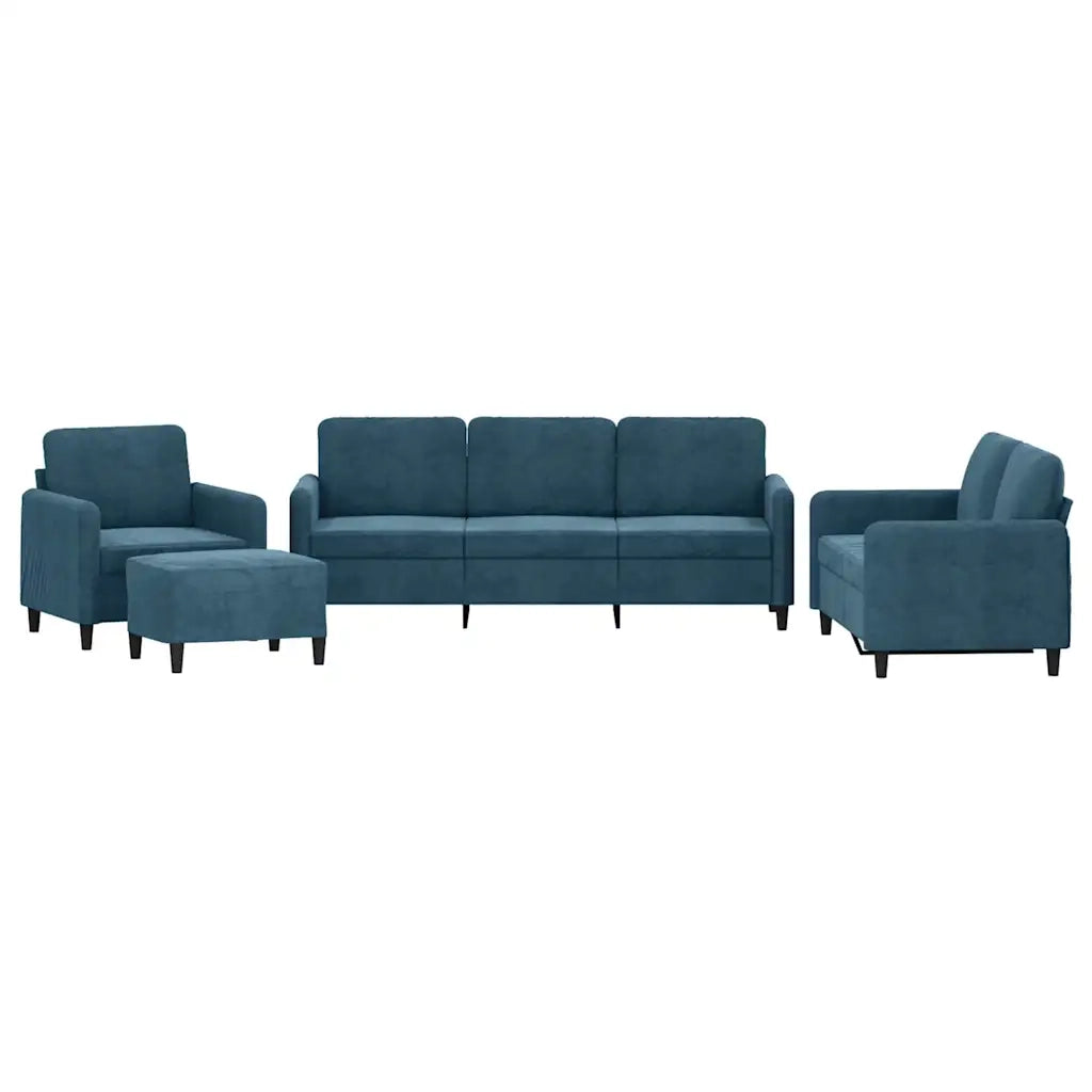 Set di Divani 4 pz Blu in Velluto 3201953