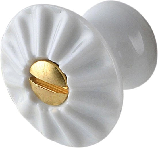 Maniglia di porta in stile rustico con maniglia in ceramica, viti in ottone, diametro 23mm, materiale ceramica, maniglia in ottone, schizzo rustico, colore bianco, ottone.