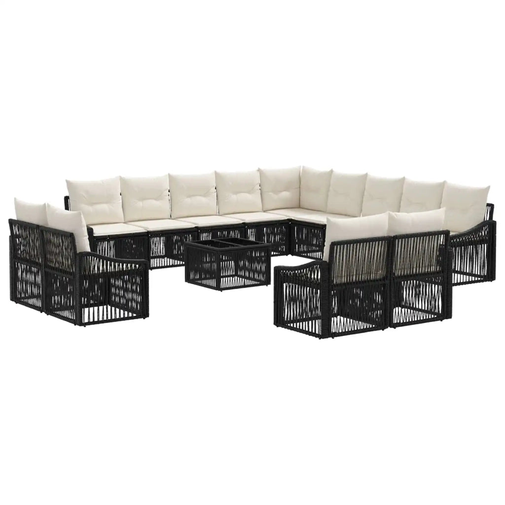 Set Divano da Giardino 14 pcs Nero polyrattan