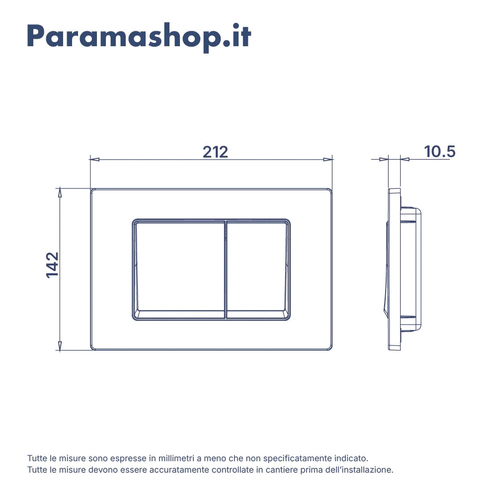 Placca di scarico doppio tasto in ABS cromato