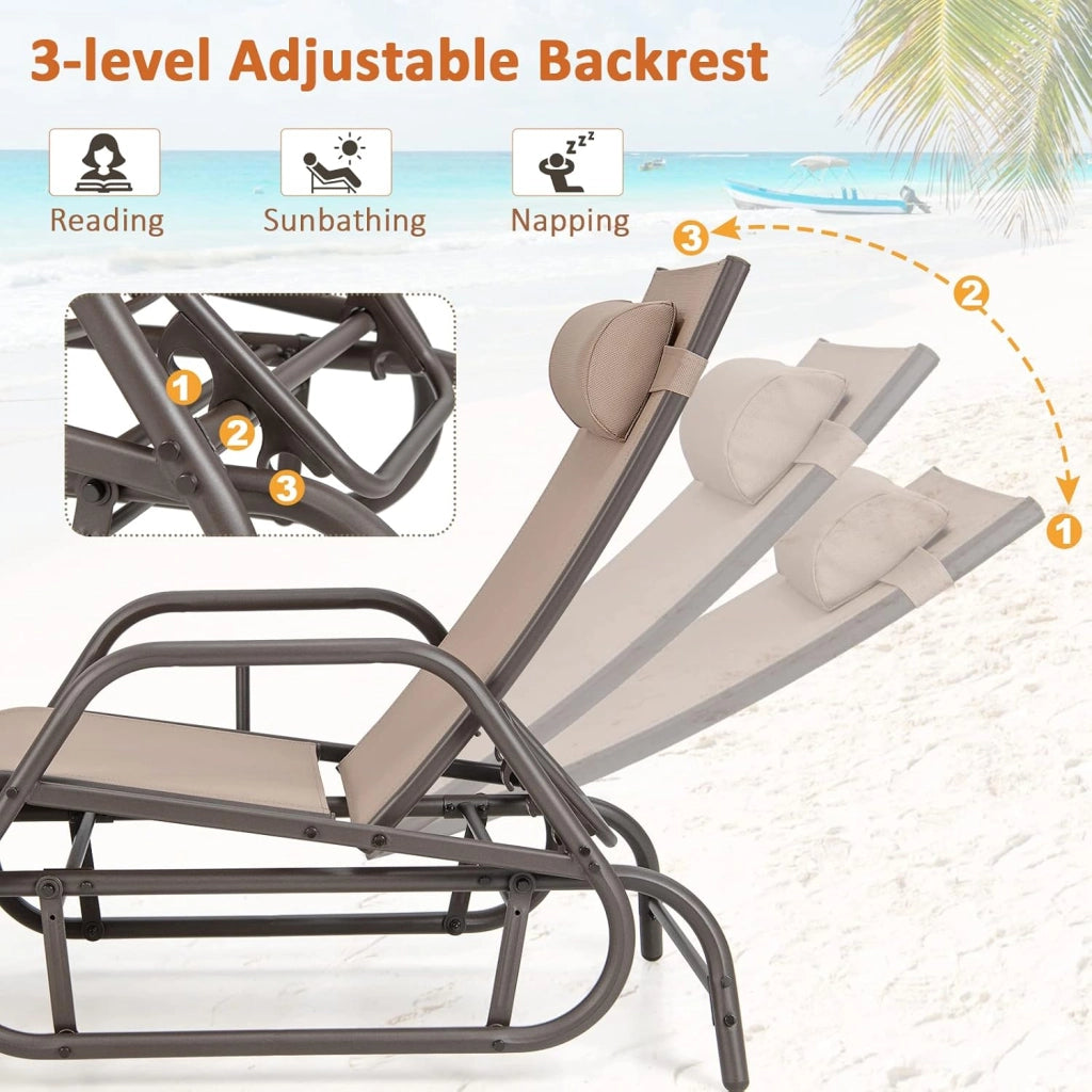Sedia a Sdraio da Esterno Reclinabile con Schienale Regolabile e Cuscino Rimovibile Poltrona Relax Regolabile, Lettino Prendisole, Sdraio Pieghevole e Leggera,Per Giardino, Piscina e Spiaggia