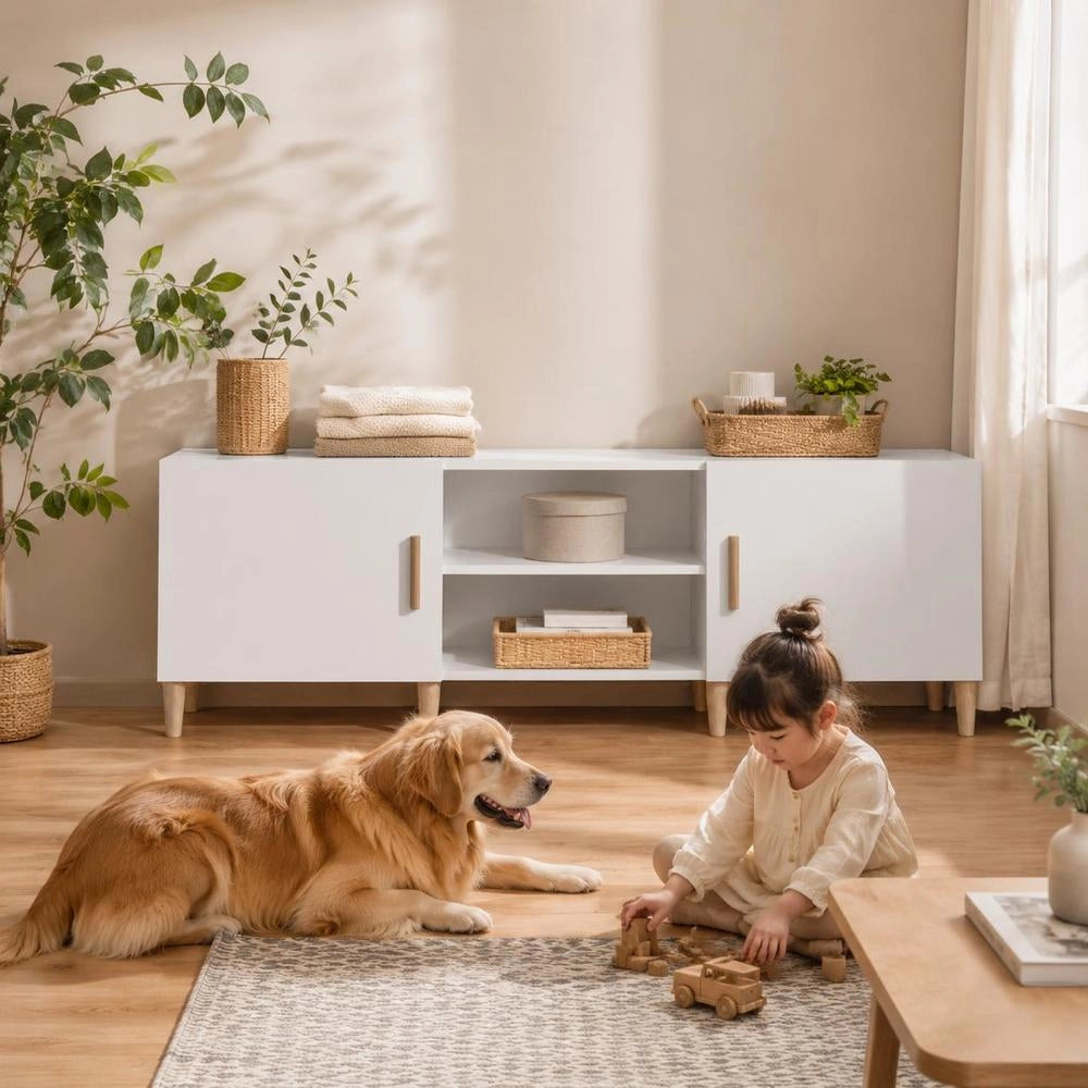 TV Cabinet White 150x30x50 Cm Wood-based Material
